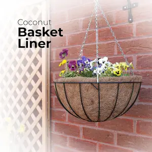 DIVCHI 4Pack Natural Coco Fiber Liners for Round and Trough Hanging Baskets - 14 inch Sizes - Indoor and Outdoor Garden Porch & Ba