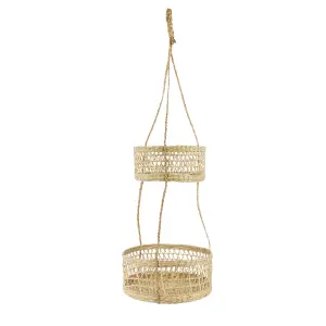 Natural Elements 2-Tier Natural Seagrass Hanging Planter