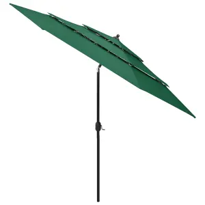 Berkfield 3-Tier Parasol with Aluminium Pole Green 3 m