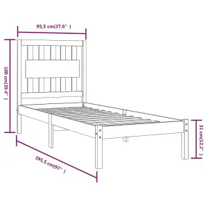 Berkfield Bed Frame White Solid Wood Pine 90x190 cm 3FT Single