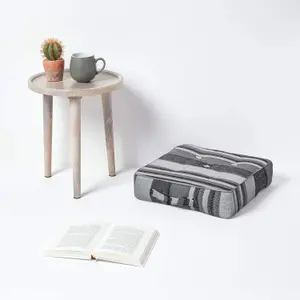 Homescapes Morocco Striped Cotton Floor Cushion Grey