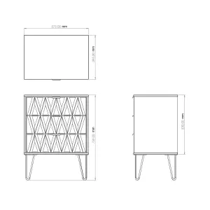 Diamond Ready assembled Matt indigo & white oak effect 3 drawer Sideboard (H)740mm (W)575mm (D)395mm