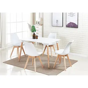 Lorenzo Padded Dining Chair, Tulip Chair for Lounge Office Dining Room Kitchen, Single, White