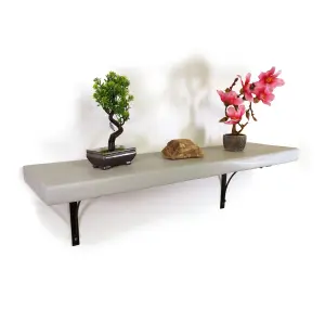 Wooden Rustic Shelf with Bracket BOW Black 170mm 7 inches Antique Grey Length of 130cm