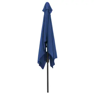 SunDaze 2x3M Rectangular Blue Garden Parasol Outdoor Patio Umbrella, Base Weights & Weather Protective Cover