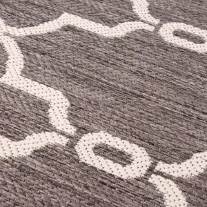 Silver Grey Outdoor Rug, Geometric Stain-Resistant Rug For Patio Decks Garden Balcony, Modern Outdoor Area Rug-60cm X 120cm