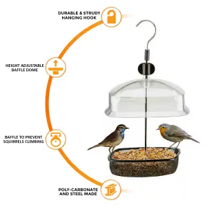 Wild Bird Adjustable Height Hanging Feeder Station Baffle Dome Peanut Seed Feed