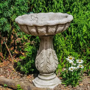 Classic Leaf Design Stone Birdbath