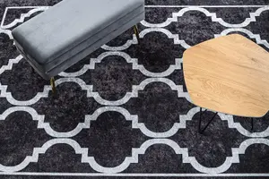 MIRO 51639.806 washing carpet Trellis anti-slip - black 200x290 cm