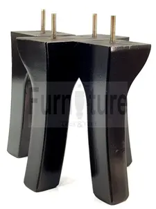 4 Black Solid Wood Furniture Legs Settee Feet 200mm High Sofa Chair Bed M8 SOF3208