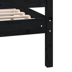 Berkfield Bed Frame Black Solid Wood 75x190 cm 2FT6 Small Single