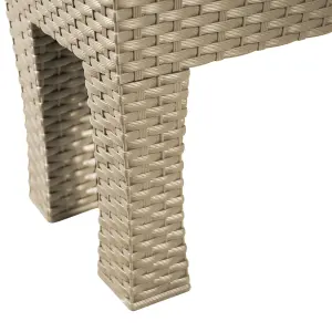 simpa 33L Beige Rectangular Plastic Rattan Trough Planter.