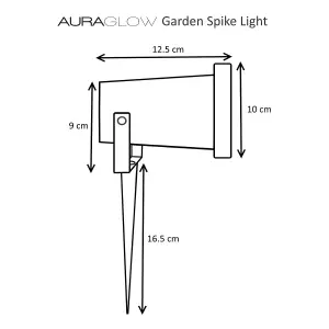 Auraglow Deep Recessed GU10 Holder IP54 Garden Spike Light - RED - Twin Pack