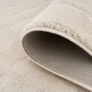 Cream Beige Living Velvety Soft Rug 120x170cm