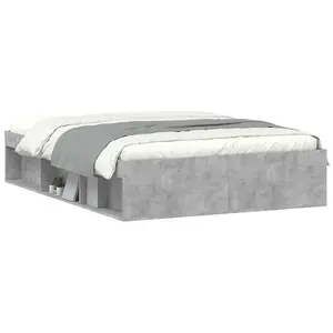 Berkfield Bed Frame Concrete Grey 135x190 cm Double