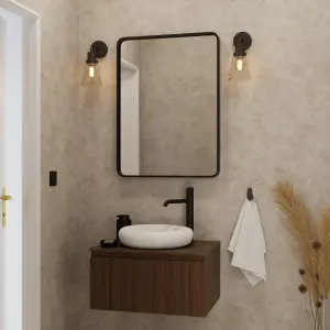 GoodHome Bobwhite Matt Black Wired Bathroom wall light