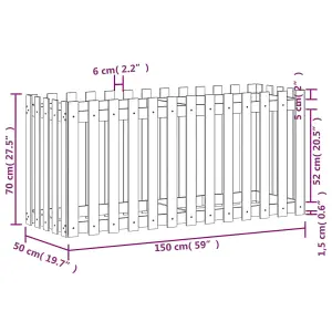 Berkfield Garden Raised Bed with Fence Design 150x50x70 cm Solid Wood Douglas