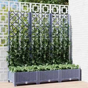 Berkfield Garden Planter with Trellis Dark Grey 120x40x121.5 cm PP