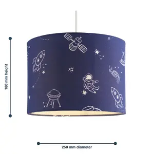 First Choice Lighting Set of 2 Space 25cm Space Print Navy Blue Pendant Shades