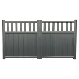 Aluminium Double Swing Driveway Gate 3750X1200mm Anthracite Grey