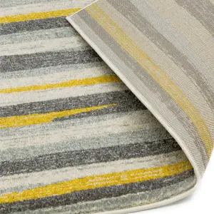 Stripe Mustard Modern Easy To Clean Living Room Bedroom & Dining Room Rug-120cm X 170cm