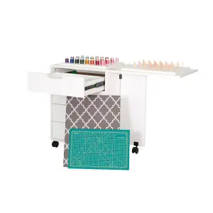 Laverne & Shirley Fold-away Sewing Cabinet with Drawers in White