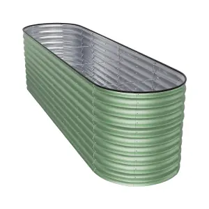 320cm W Oval-Shaped Galvanized Steel Raised Garden Bed Outdoor Use Only, Light Green