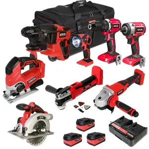 Excel 18V Cordless 8 Piece Tool Kit with 3 x 5.0Ah Battery & Charger EXL5048