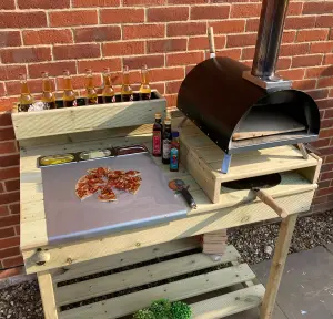 Outdoor 120cm Pizza Table with gastro pots and planter top