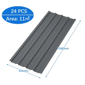 Birchtree Corrugated Roof Sheet Profile Metal Roofing Panel Cover Carport Shed 24PCS Grey