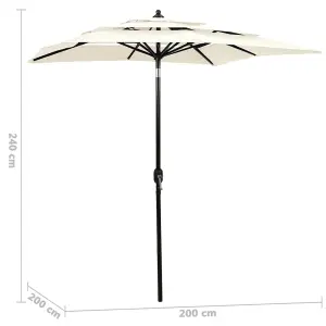 Berkfield 3-Tier Parasol with Aluminium Pole Sand 2x2 m