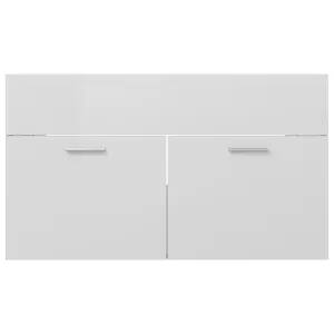 Berkfield Sink Cabinet High Gloss White 80x38.5x46 cm Engineered Wood