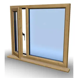 1095mm (W) x 945mm (H) Wooden Stormproof Window - 1/3 Left Opening Window - Toughened Safety Glass