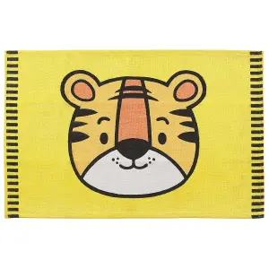 Cotton Kids Rug Tiger Print 60 x 90 cm Yellow RANCHI