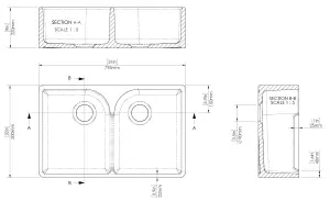 Fireclay Kitchen Bundle - Double Bowl Stepped Weir Butler Sink, Wastes & Mono Lever Tap, 795mm - Brushed Brass - Balterley