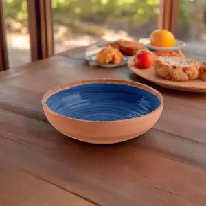 Purely Home Rustic Swirl Indigo Melamine Bowls - Set of 2