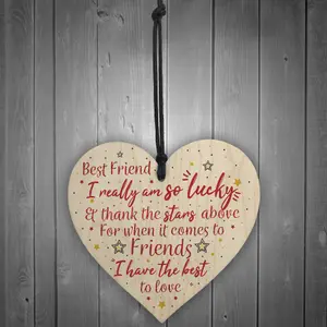 Red Ocean Handmade Best Friend Sign Friendship Plaque Wooden Hanging Heart Birthday Gift For Friend Chic Keepsake