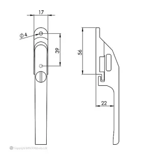 Windowparts Timber Casement Window Handles - Chrome - 121195