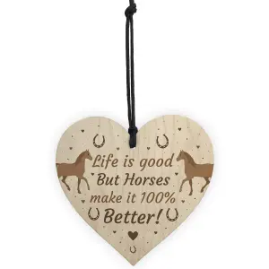 Funny Friendship Gift Horse Gifts For Women Wooden Heartn Stable Accessory Wall Door Sign