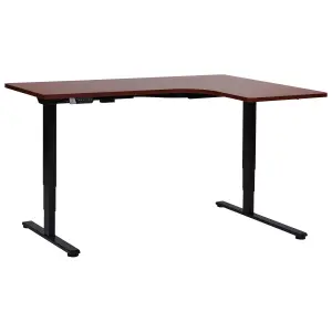 Adjustable Desk Electric Right Hand Dark Wood DESTINES