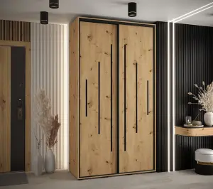  Cannes XII Sliding Door Wardrobe W130cm - Elegant Oak Artisan Storage Solution