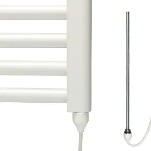 Bray Electric Heated Towel Rail, Prefilled, Straight, White - W300 x H800 mm