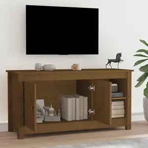 Berkfield TV Cabinet Honey Brown 103x36.5x52 cm Solid Wood Pine