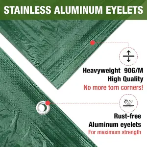 Green Tarpaulin - Heavy Duty Waterproof Cover Plastic Sheet Tarp - Durable Sheet - UV, Dust, Rain, Ground Sheets 4m x 6m