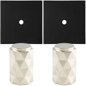 2 PACK - Cabinet Door Knob & Contrasting Backplate Set - Diamond Kitchen Pull - Polished Nickel & Black