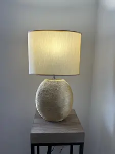 Waltham Brushed Champagne Ceramic Table Lamp complete with Matching Shade