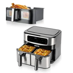 GEEPAS 9L Digital Double Basket Air Fryer with a 10L Dual Zone Basket 2600W