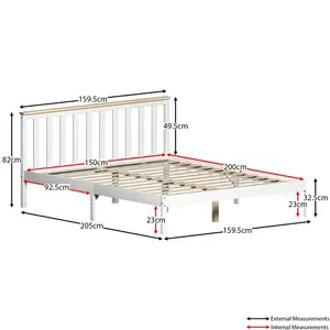 Frederique Bed Frame White/Pine / Kingsize (5')