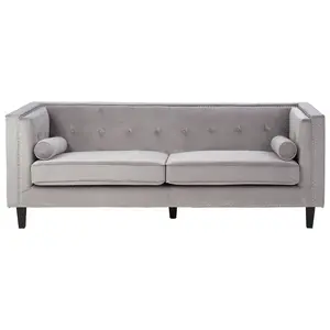 Interiors by Premier Felisa 3 Seat Grey Velvet Sofa