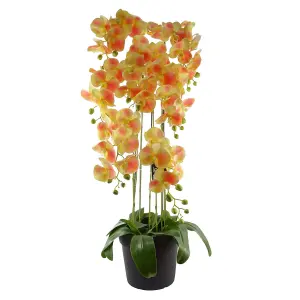 Large Yellow Artificial  Orchid Plant Artifcial 41 REAL TOUCH flowers Botanik